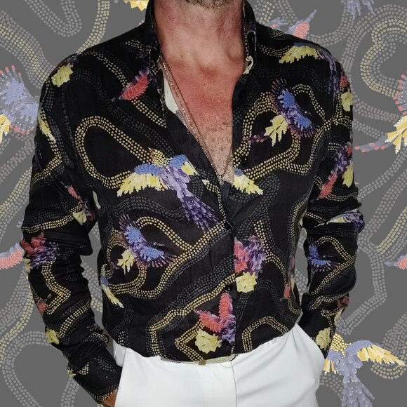 Printed 100% linen shirt by Giuseppe Annunziata - Picture 1 of 4